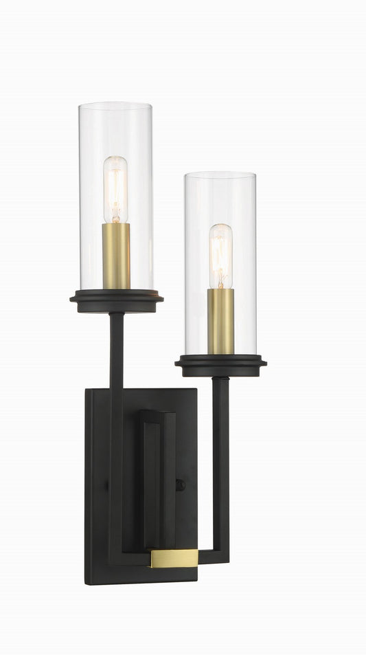 Hillstone Two Light Wall Sconce in Sand Coal And Soft Brass