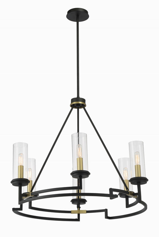 Hillstone Six Light Chandelier in Sand Coal And Soft Brass