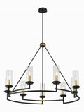 Hillstone Nine Light Chandelier in Sand Coal And Soft Brass
