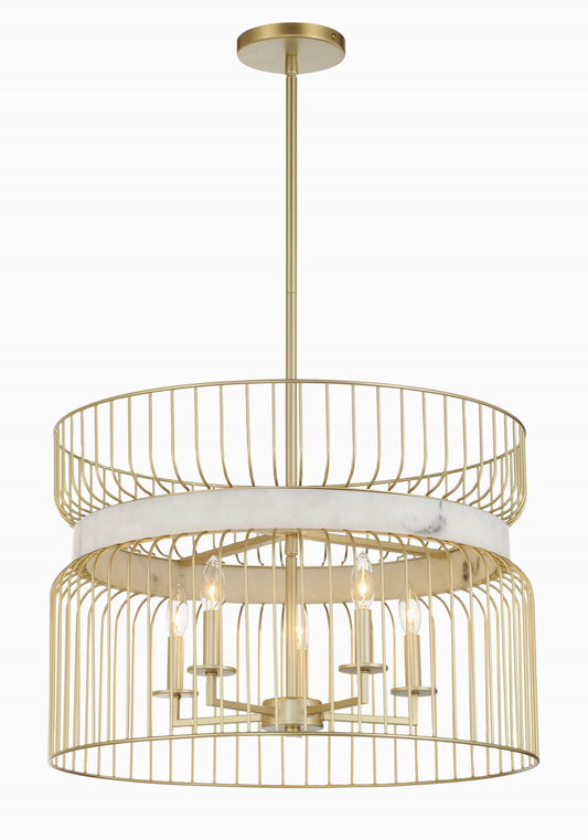Park Slope by Robin Baron Five Light Pendant in Nouveau Gold