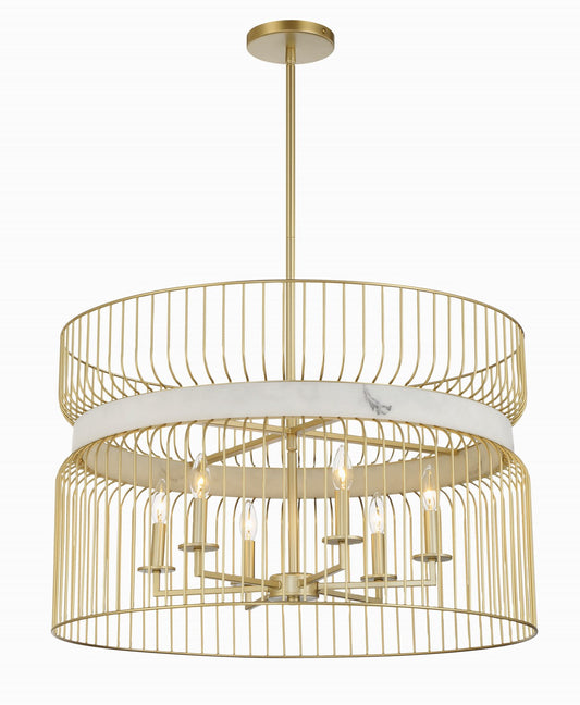 Park Slope by Robin Baron Six Light Pendant in Nouveau Gold