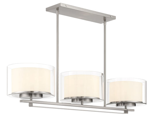 Parsons Studio Three Light Island Pendant in Brushed Nickel