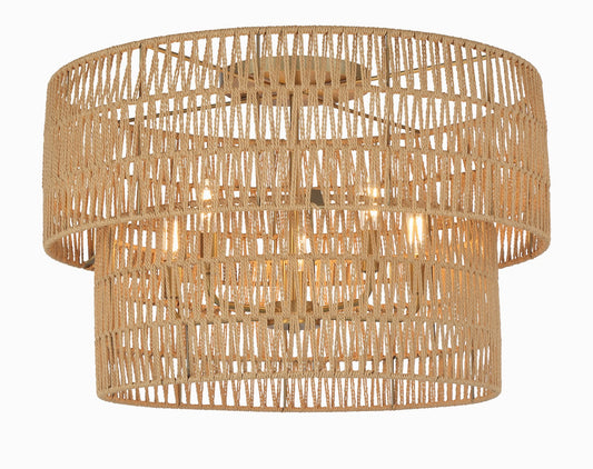 Bungalow Heaven Five Light Flush Mount in Soft Brass