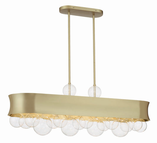 Verdi Square by Robin Baron Six Light Island Pendant in Soft Gold