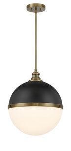 Vorey One Light Pendant in Coal And Oxidized Aged Brass
