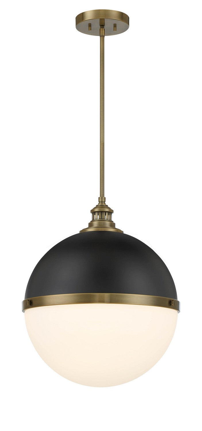 Vorey One Light Pendant in Coal And Oxidized Aged Brass