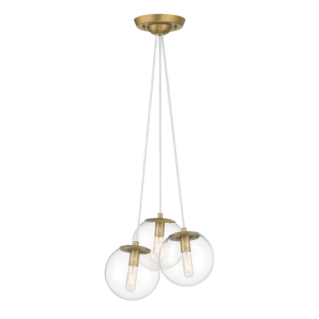 Auresa Three Light Pendant in Soft Brass