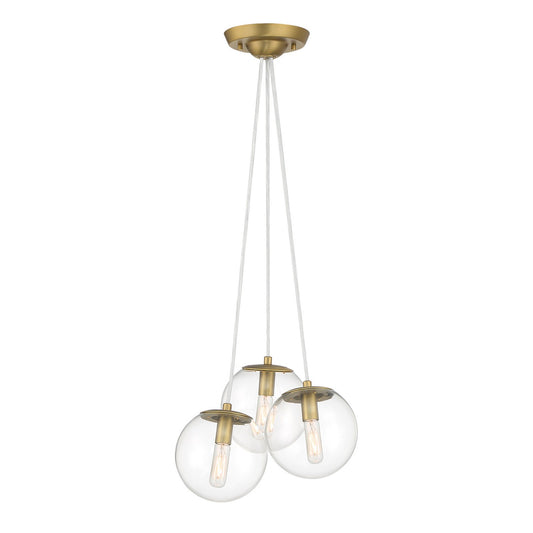 Auresa Three Light Pendant in Soft Brass