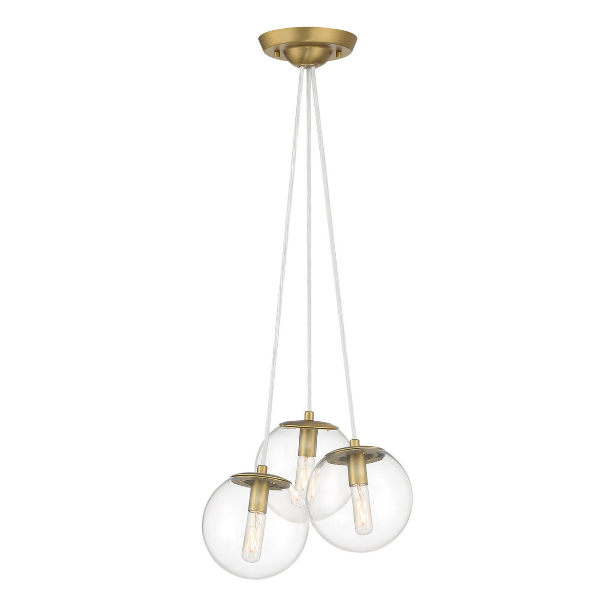 Auresa Three Light Pendant in Soft Brass