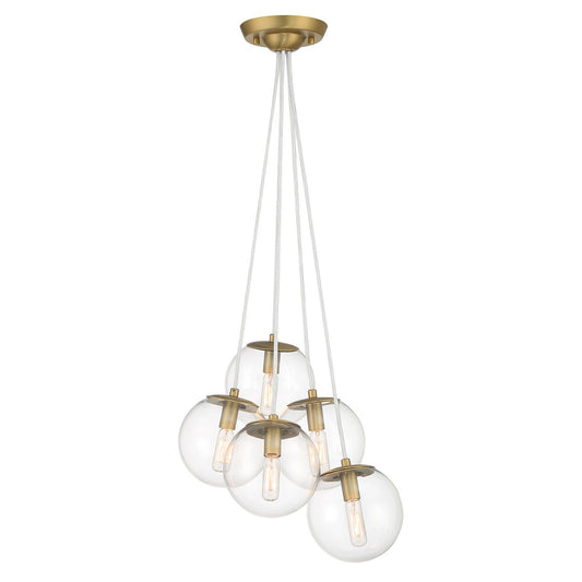 Auresa Five Light Pendant in Soft Brass