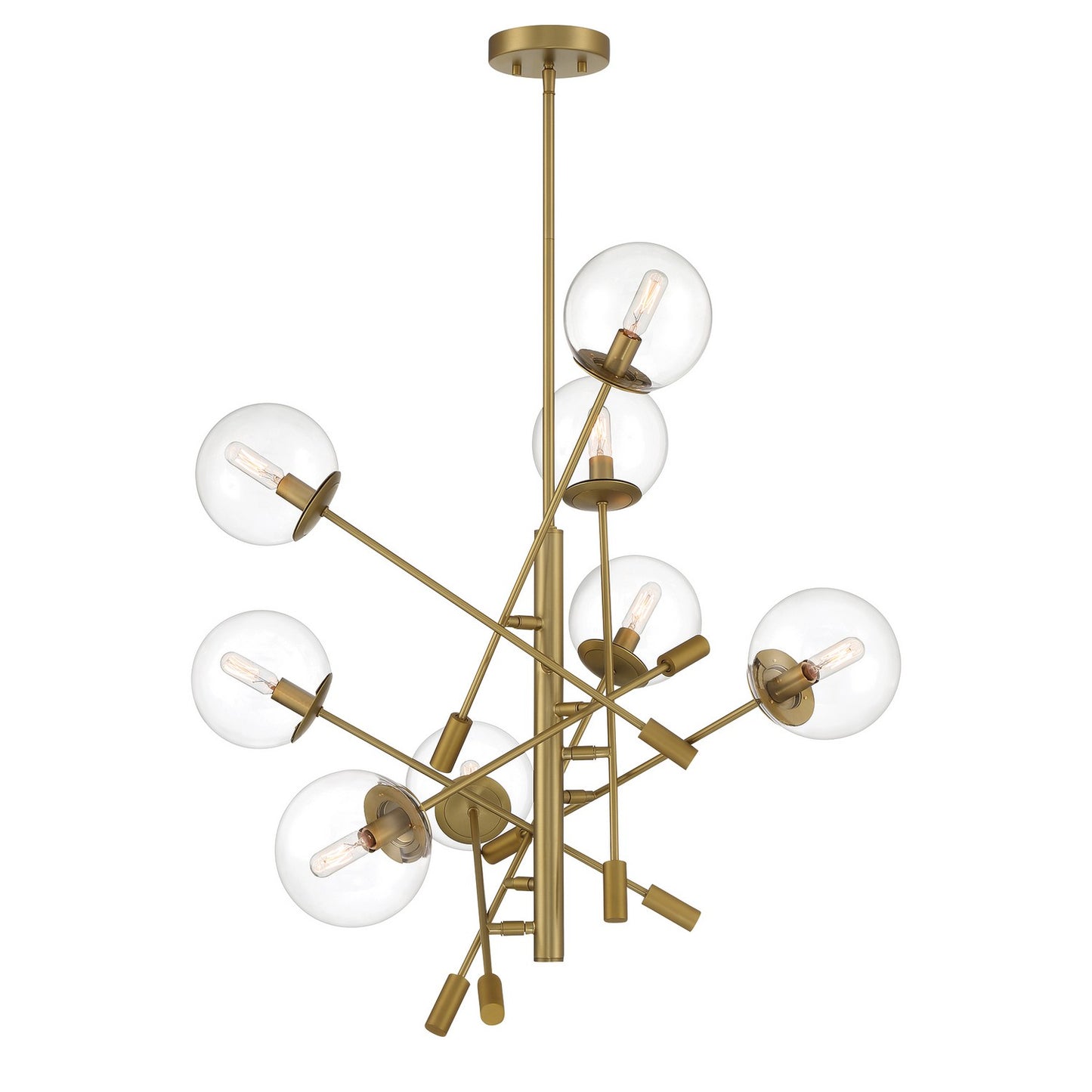 Auresa Eight Light Pendant in Soft Brass