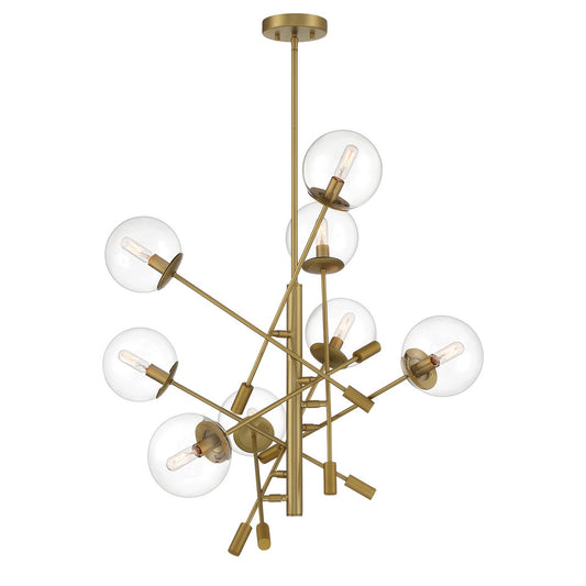Auresa Eight Light Pendant in Soft Brass