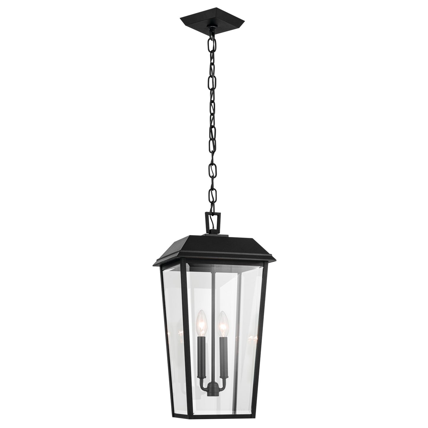 Mathus Two Light Outdoor Pendant in Textured Black
