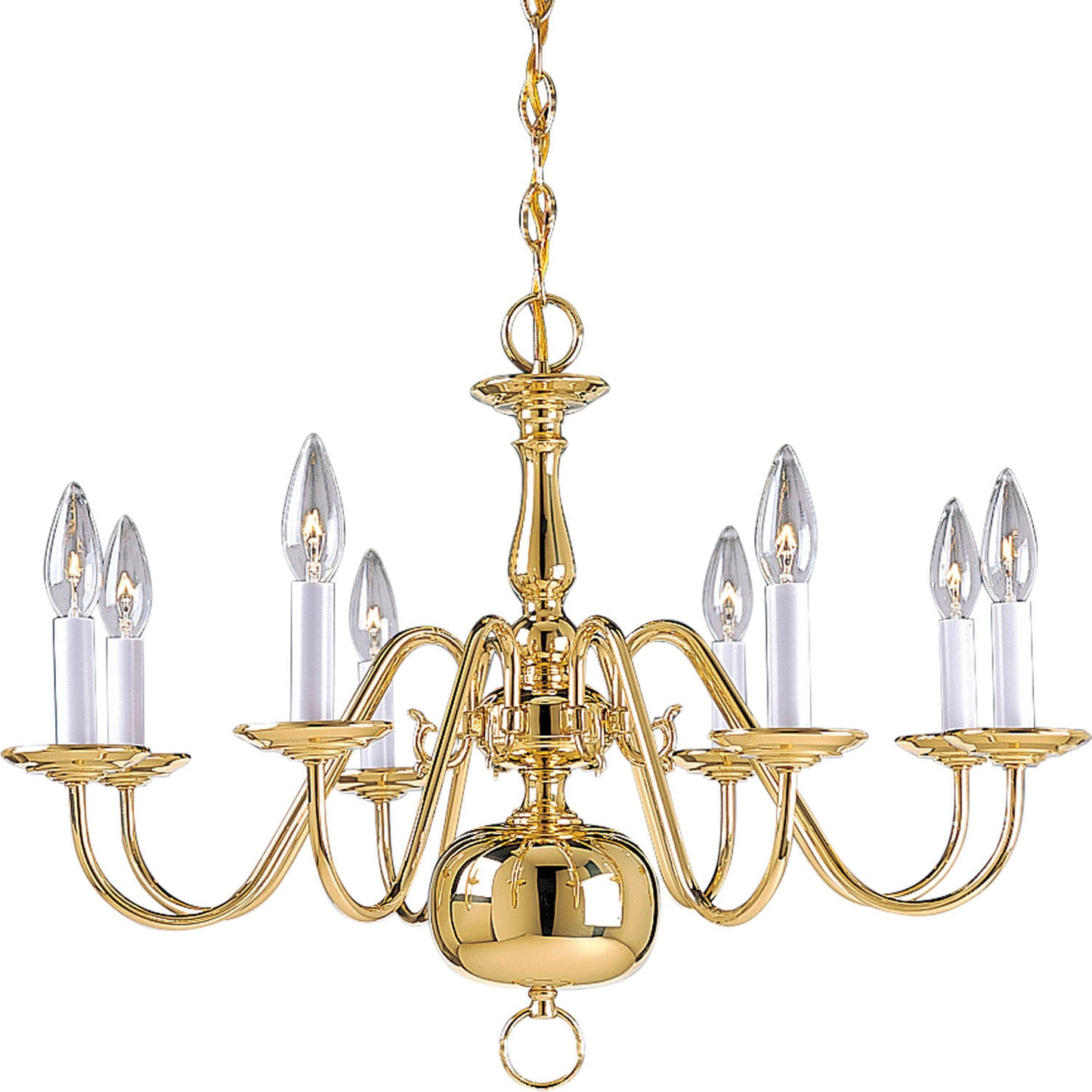 Americana Eight Light Chandelier in Polished Brass