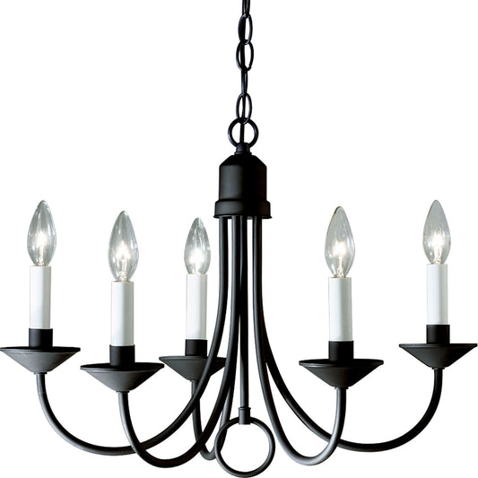 Five Light Five Light Chandelier in Textured Black