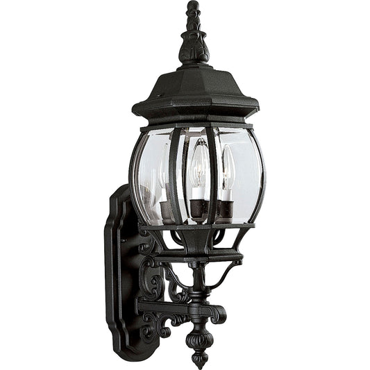 Onion Lantern Three Light Large Wall Lantern in Textured Black
