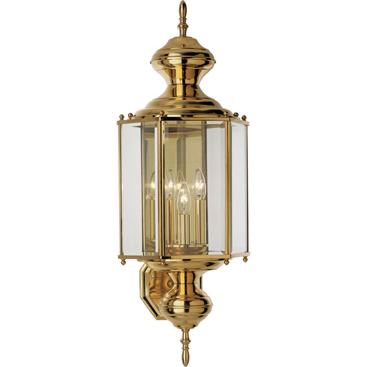 BrassGUARD Lantern Three Light Wall Lantern in Polished Brass