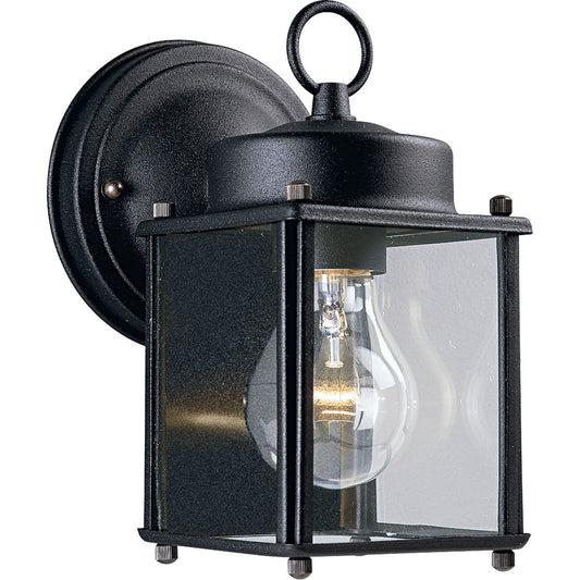 Flat Glass Lantern One Light Wall Lantern in Black
