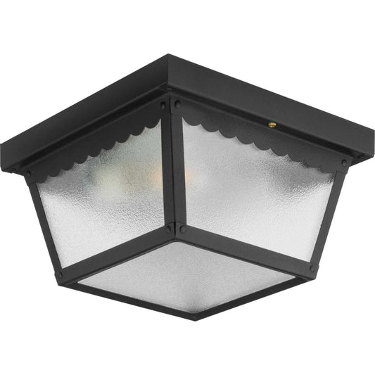 Ceiling Mount Two Light Outdoor Flush Mount in Black