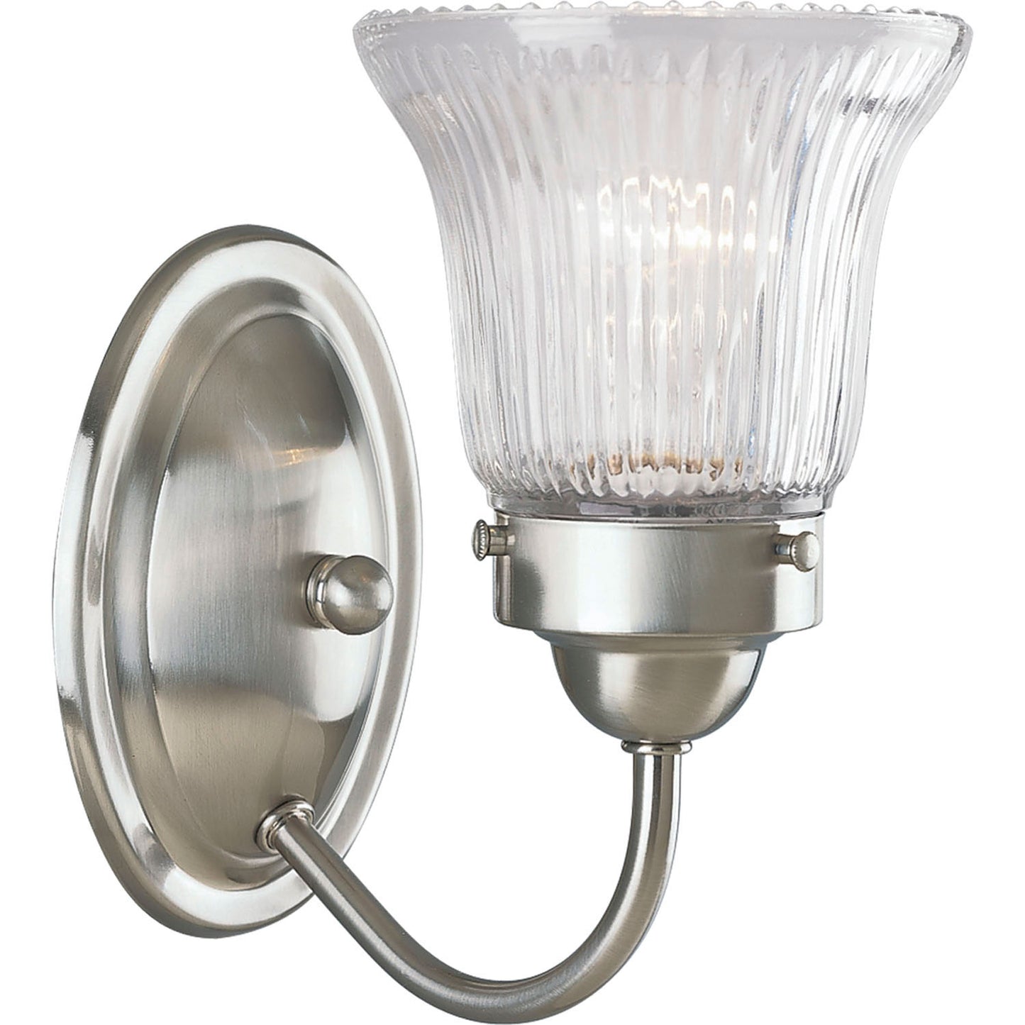 Fluted Glass-Clear One Light Bath Bracket in Brushed Nickel
