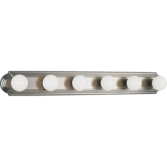 Broadway-Racetrack Six Light Bath Vanity in Brushed Nickel