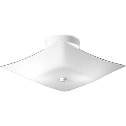 Square Glass Two Light Flush Mount in White