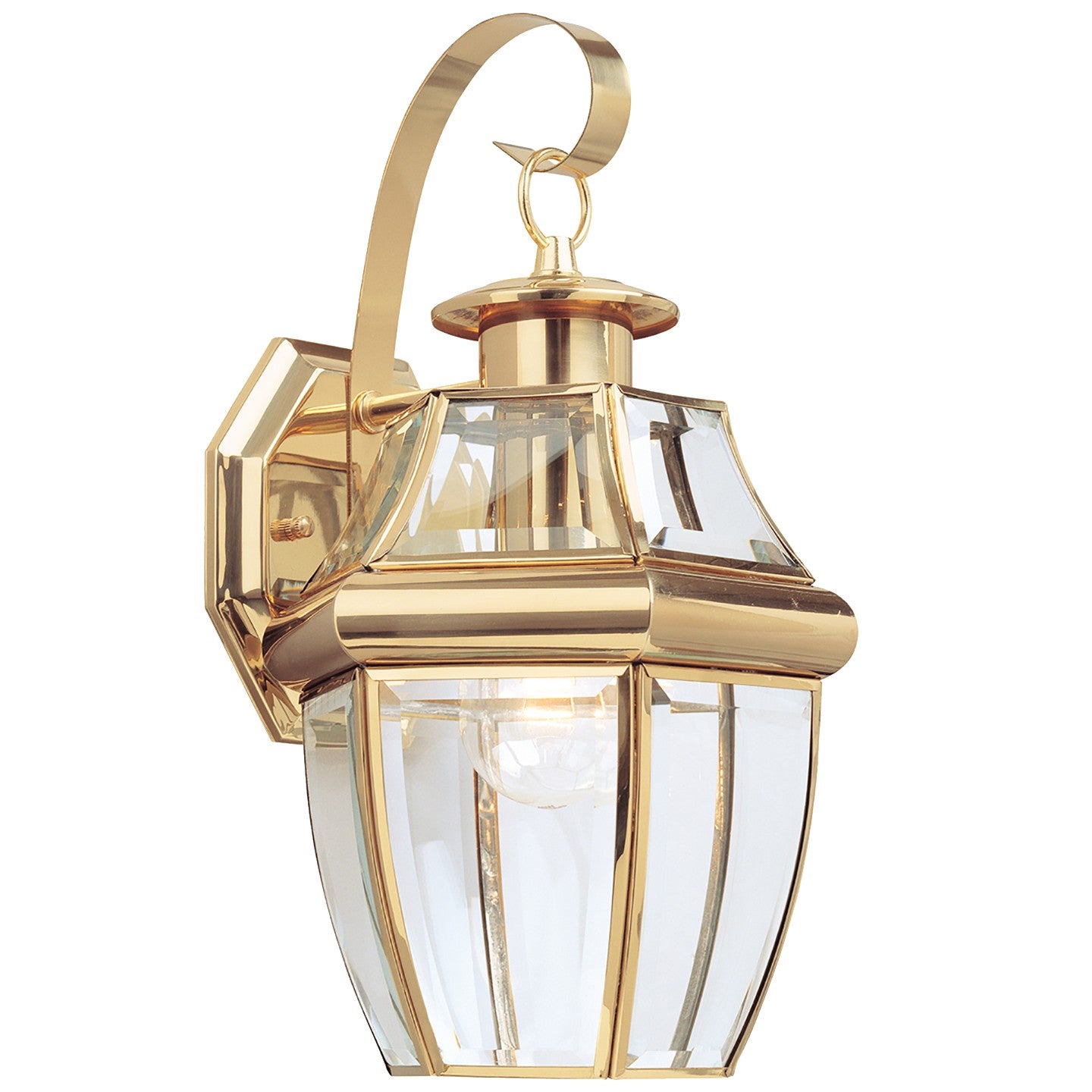 Lancaster One Light Outdoor Wall Lantern in Polished Brass