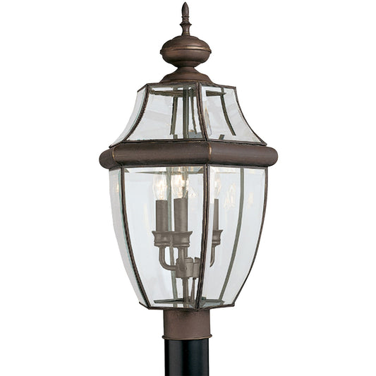 Lancaster Three Light Outdoor Post Lantern in Antique Bronze