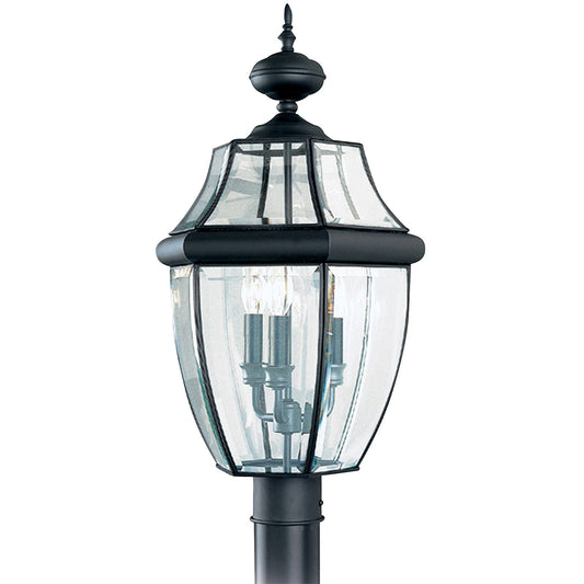Lancaster Three Light Outdoor Post Lantern in Black