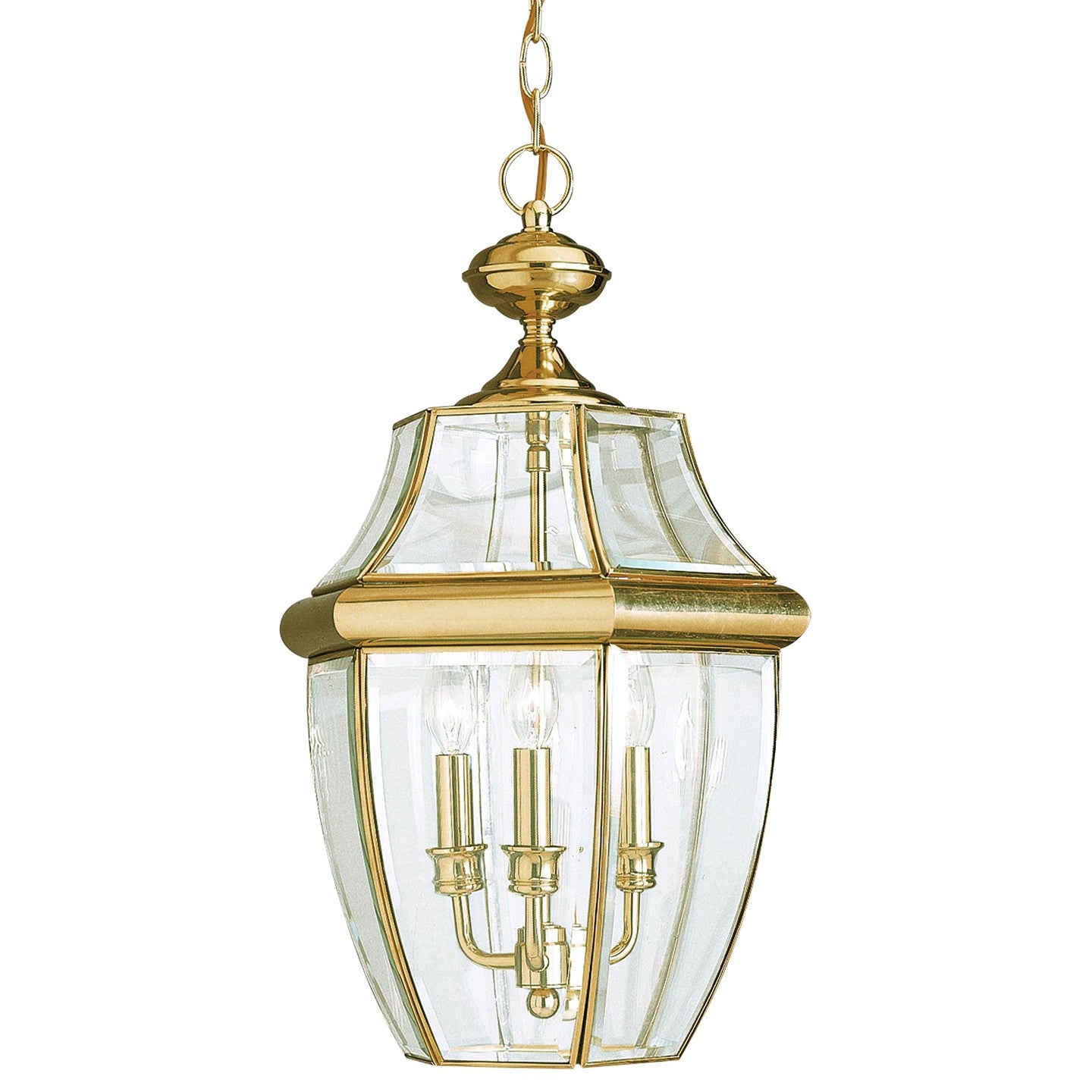 Generation Lighting - 6039-02 - Three Light Outdoor Pendant - Lancaster - Polished Brass