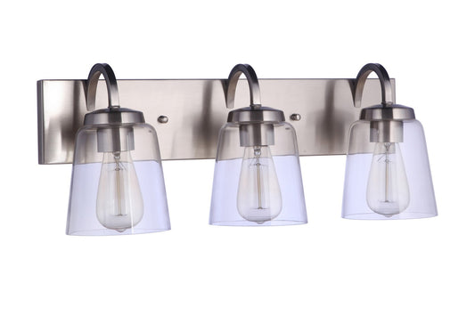 Elsa Three Light Vanity in Brushed Polished Nickel