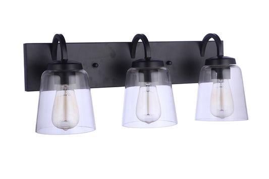 Elsa Three Light Vanity in Flat Black