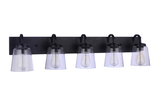 Elsa Five Light Vanity in Flat Black