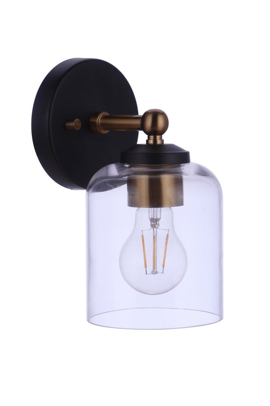 Coppa One Light Wall Sconce in Flat Black/Satin Brass