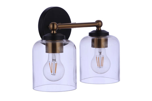 Coppa Two Light Vanity in Flat Black/Satin Brass