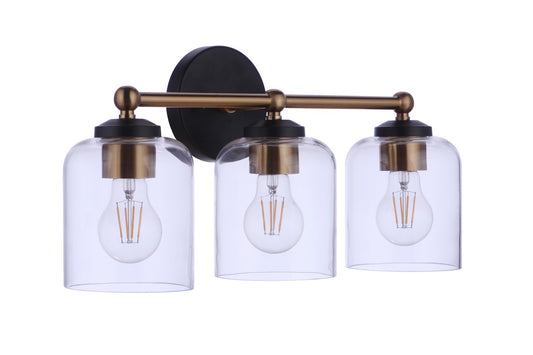 Coppa Three Light Vanity in Flat Black/Satin Brass