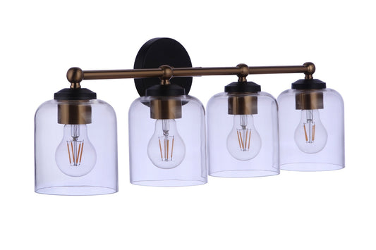 Coppa Four Light Vanity in Flat Black/Satin Brass