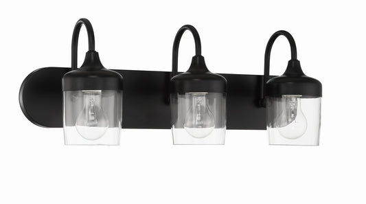 Wrenn Three Light Vanity in Flat Black