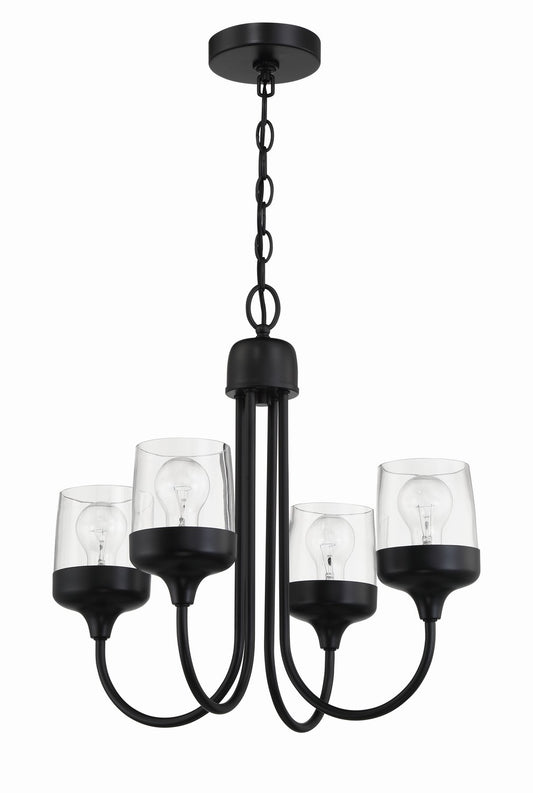 Wrenn Four Light Chandelier in Flat Black