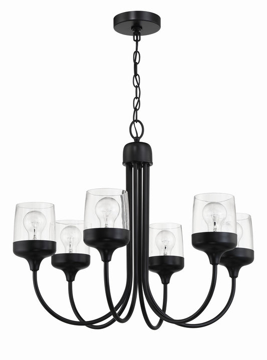 Wrenn Six Light Chandelier in Flat Black