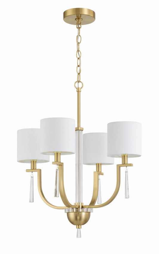 Fortuna Four Light Chandelier in Satin Brass