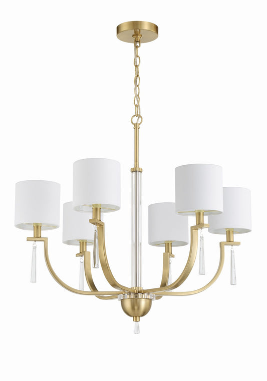 Fortuna Six Light Chandelier in Satin Brass