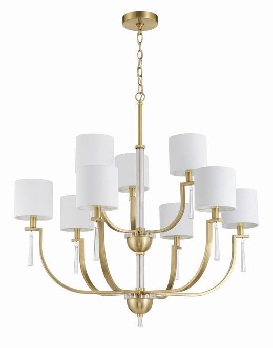Fortuna Nine Light Chandelier in Satin Brass