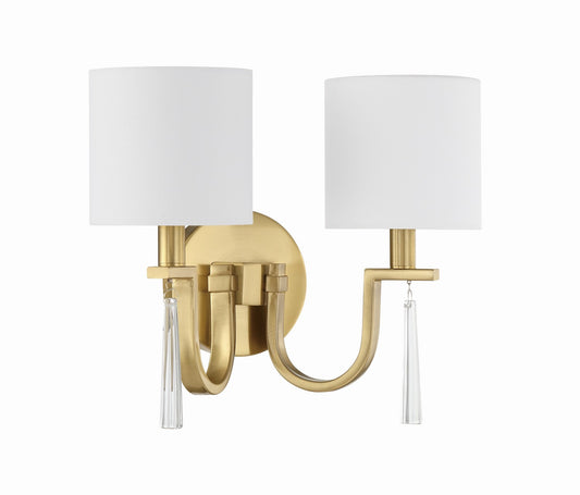 Fortuna Two Light Wall Sconce in Satin Brass