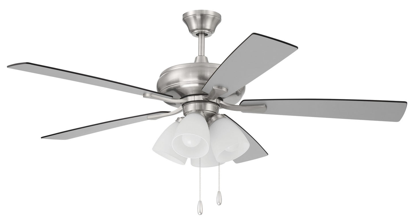 Craftmade - ECF114BNK5-BNGW - 52" Ceiling Fan - Eos Frost 4 Light - Brushed Polished Nickel