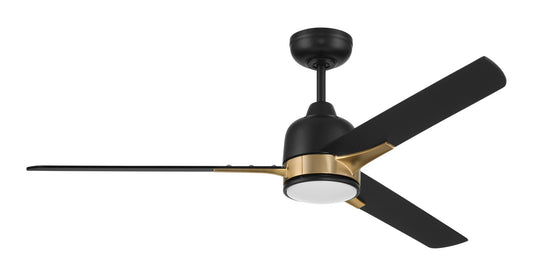 Fuller 52" Ceiling Fan in Flat Black/Satin Brass