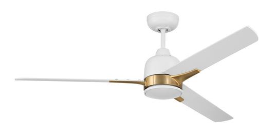 Fuller 52" Ceiling Fan in White/Satin Brass