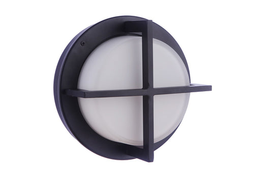 Bulkhead Round Two Light Outdoor Bulkhead in Textured Black