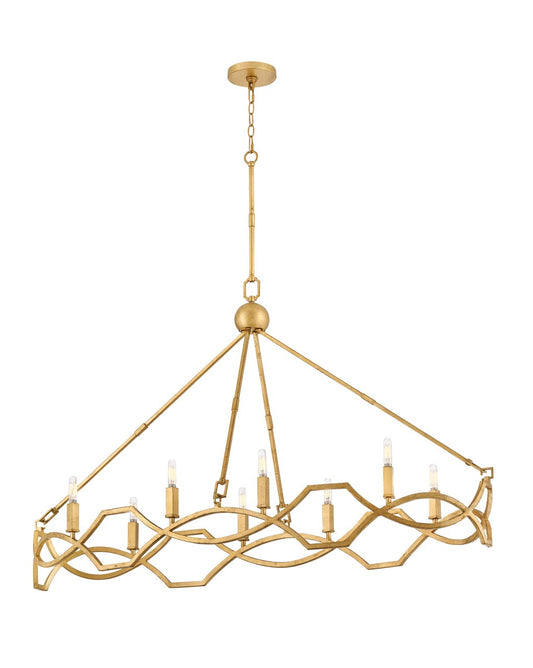 Leona LED Chandelier in Distressed Brass