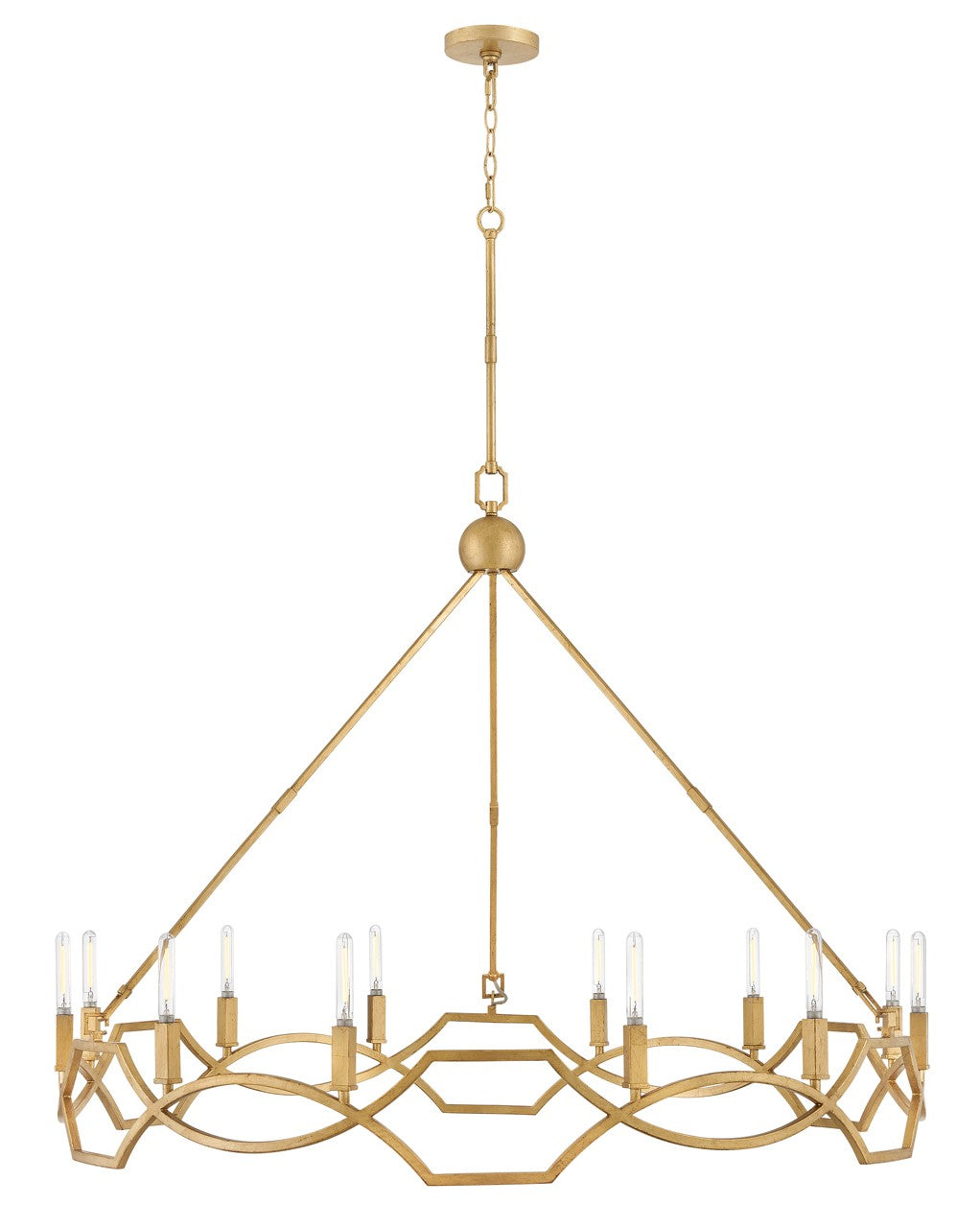 Leona LED Chandelier in Distressed Brass